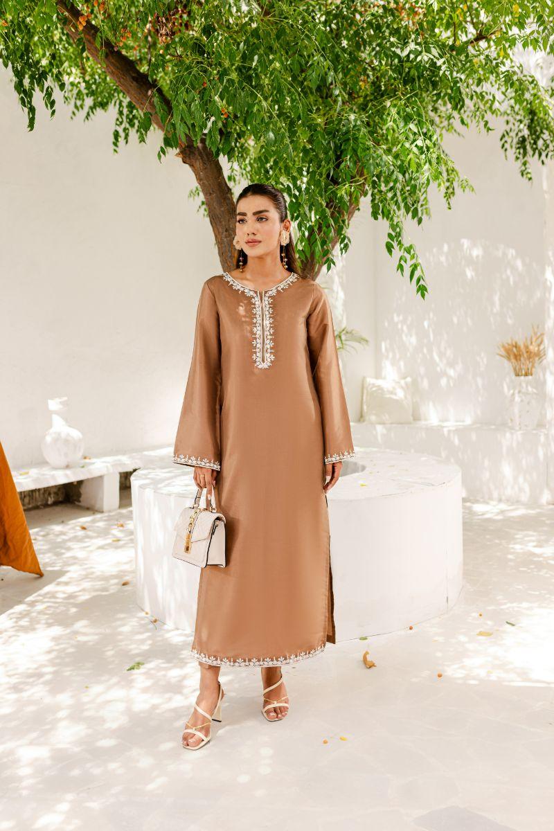Allure by IH - HAZEL Silk & Organza Suit For Women - Brown - 3 Piece