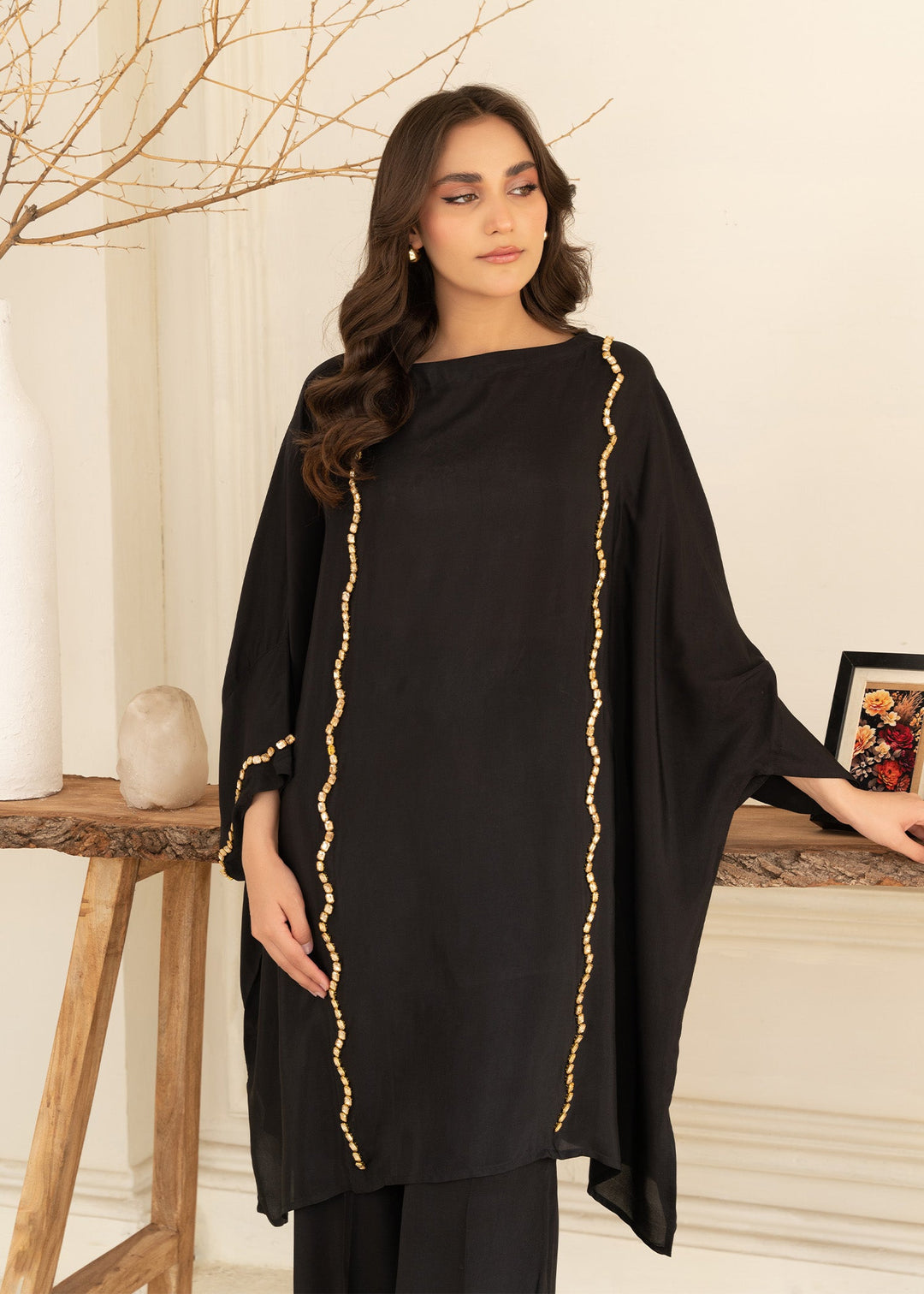 Allure by IH - NEHMA Thai Silk Suit For Women - Black - 2 Piece
