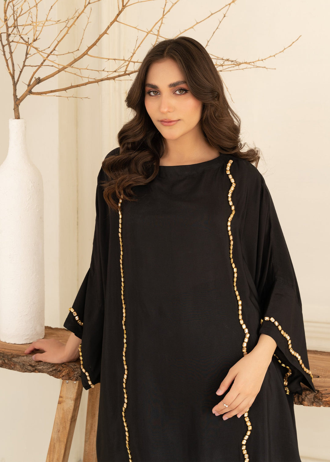 Allure by IH - NEHMA Thai Silk Suit For Women - Black - 2 Piece