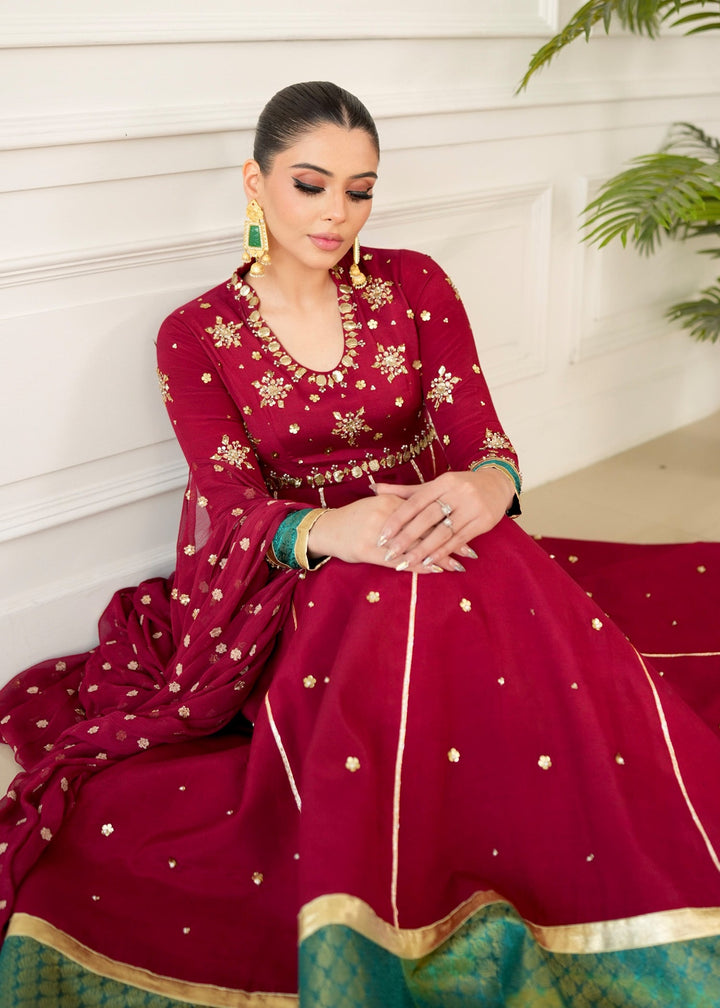 Allure by IH - OLIVIA Raw Silk Suit For Women - Red - 3 Piece