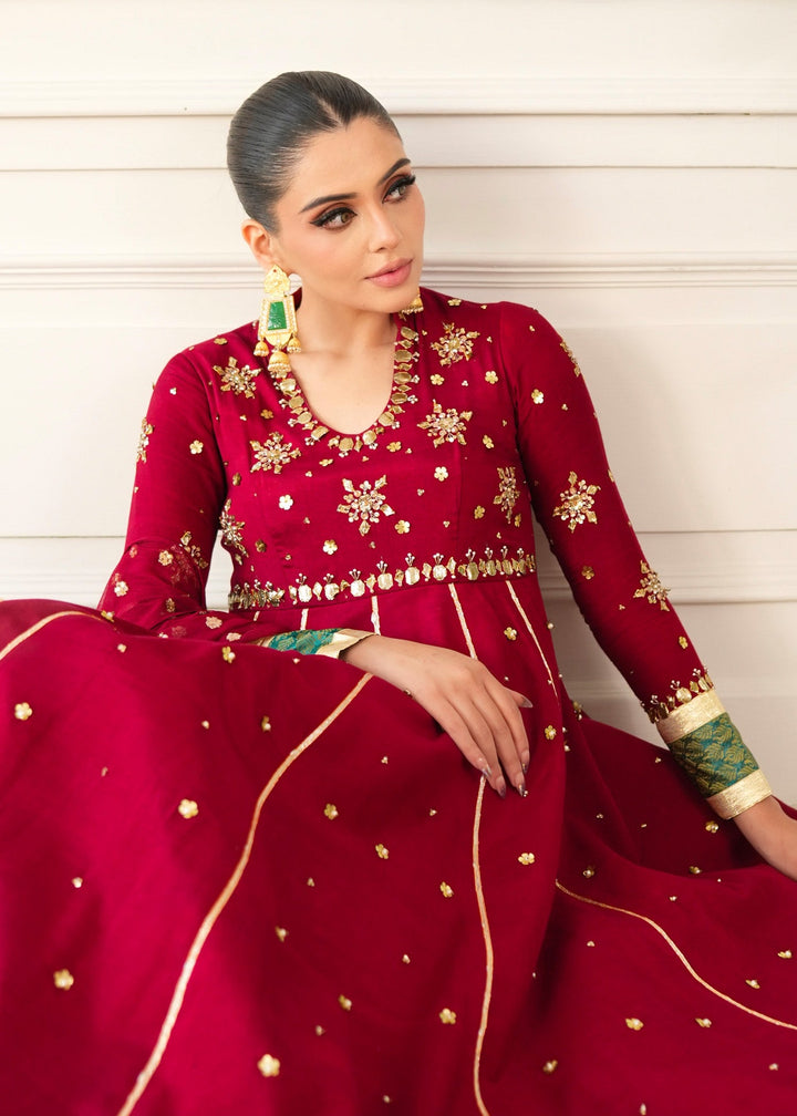 Allure by IH - OLIVIA Raw Silk Suit For Women - Red - 3 Piece