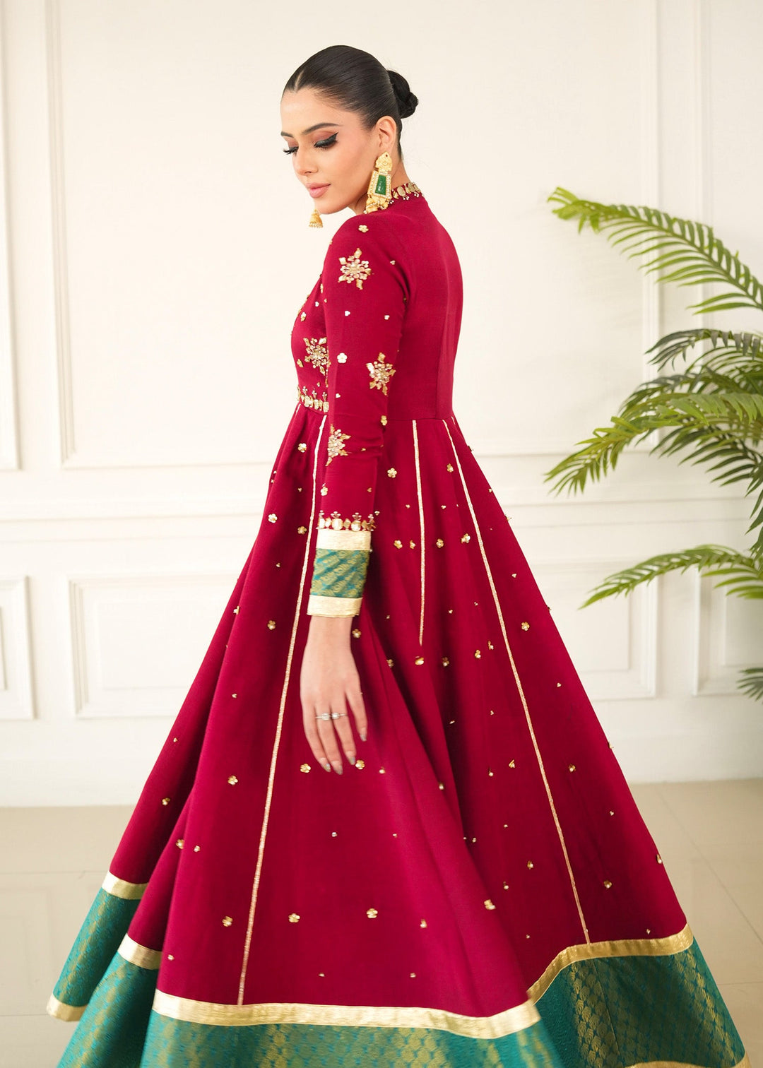 Allure by IH - OLIVIA Raw Silk Suit For Women - Red - 3 Piece