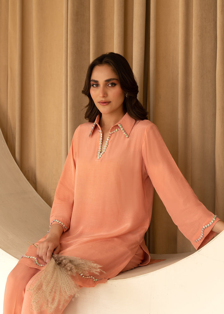 Allure by IH - URWA Thai Silk Suit For Women - Peach - 2 Piece