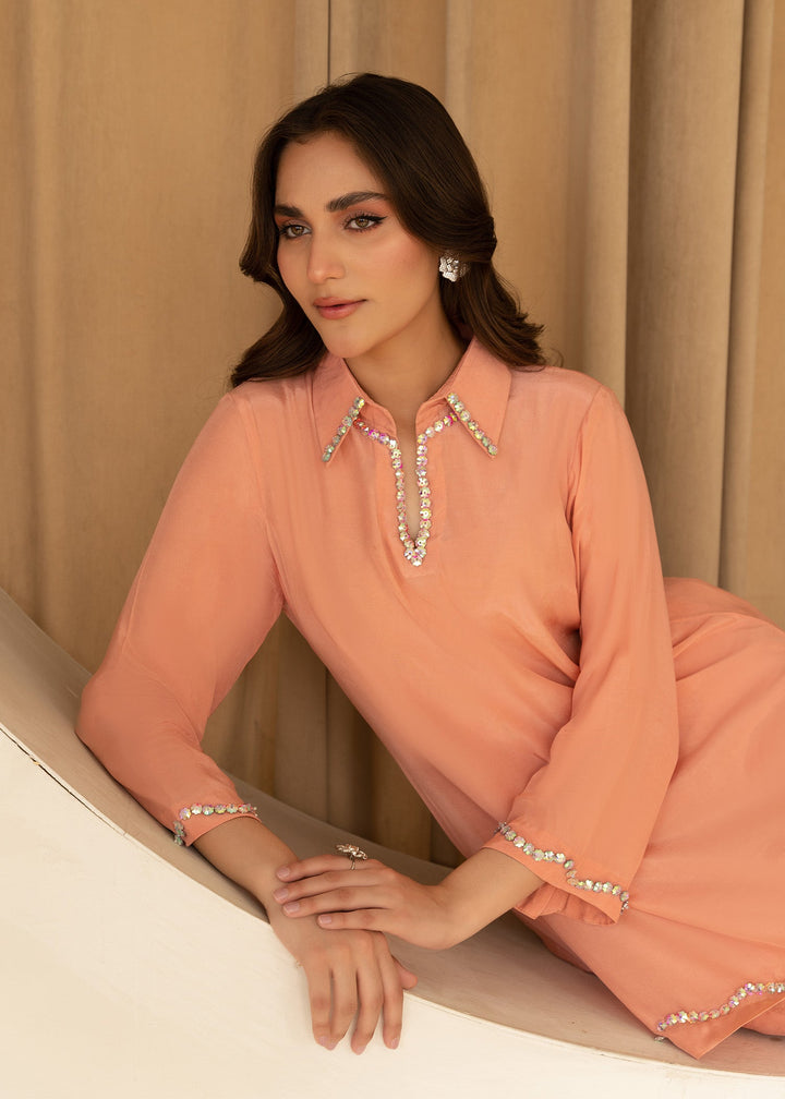 Allure by IH - URWA Thai Silk Suit For Women - Peach - 2 Piece