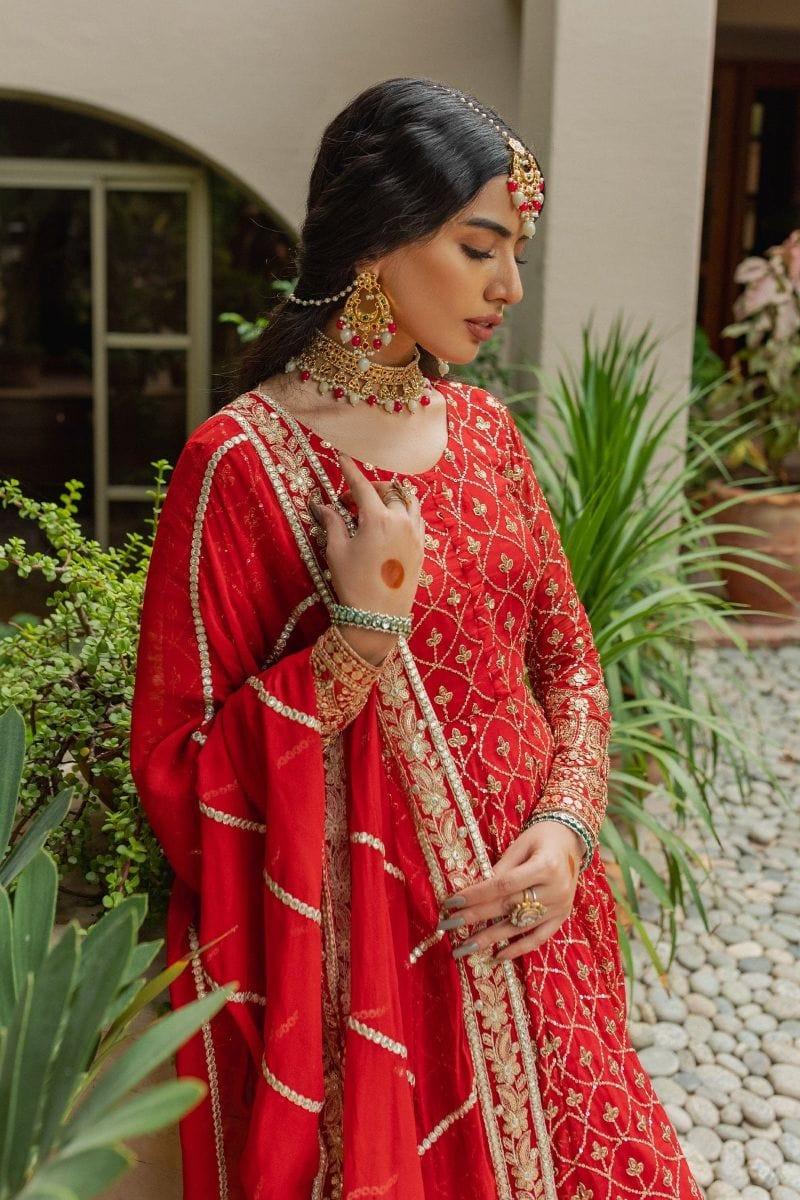 Allure by Ih - AMAL Chiffon Suit For Women - Red - 4 Piece