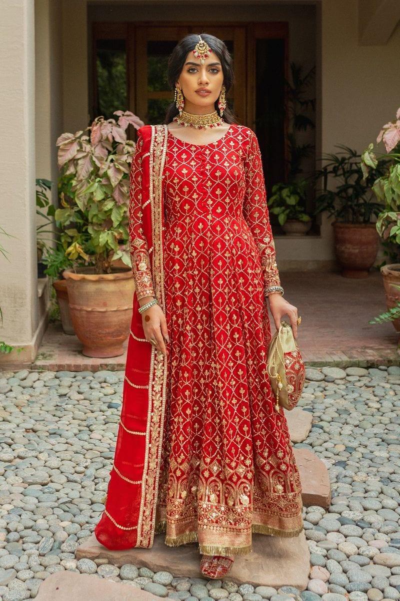 Allure by Ih - AMAL Chiffon Suit For Women - Red - 4 Piece