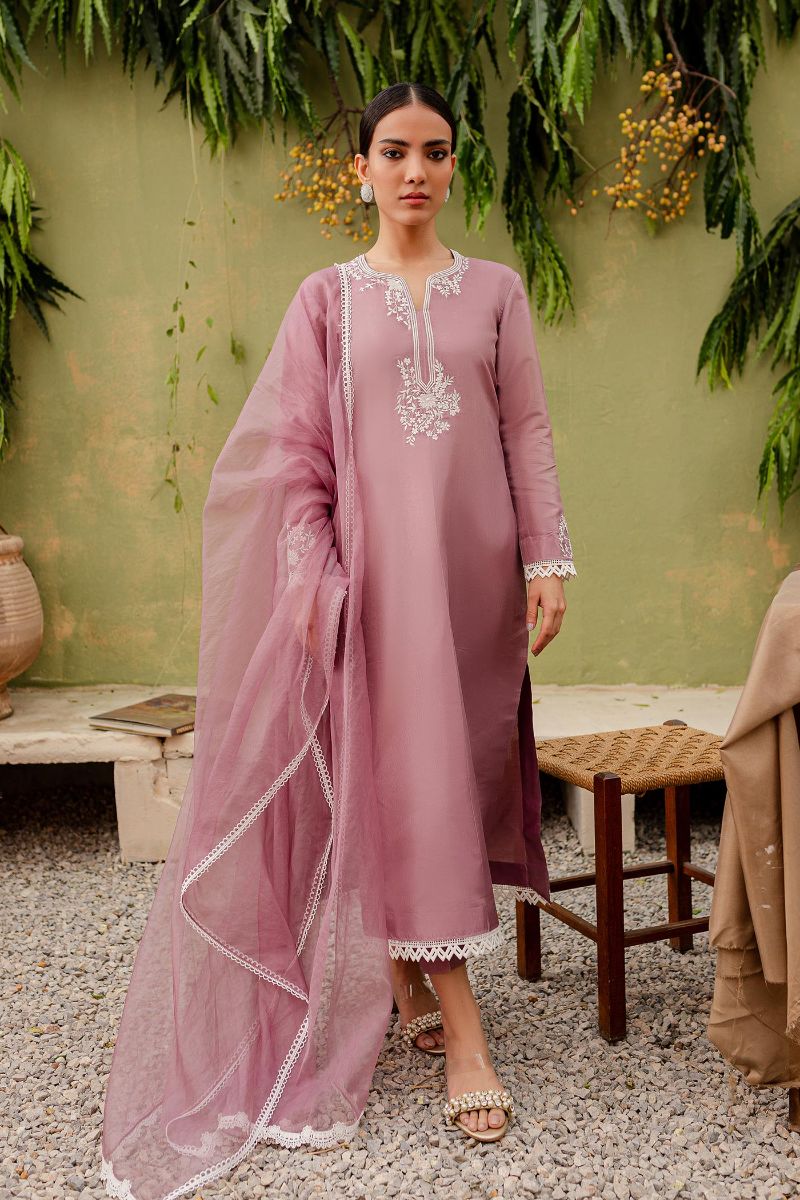 Allure by Ih - AURA Silk Suit For Women - Mauve - 3 Piece