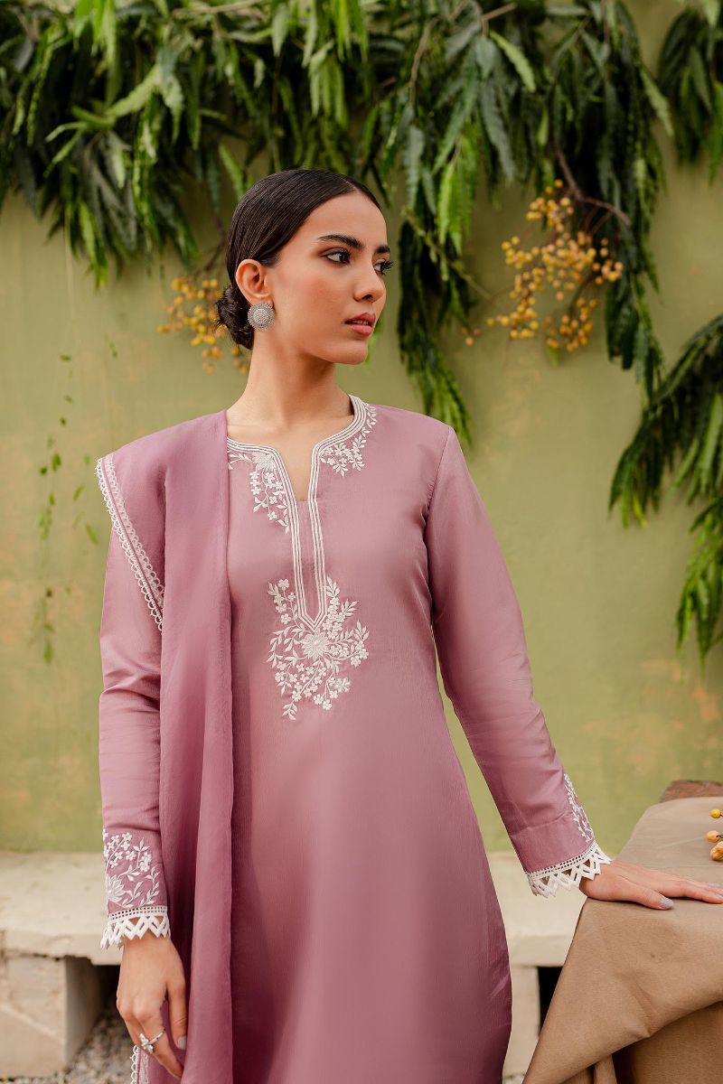 Allure by Ih - AURA Silk Suit For Women - Mauve - 3 Piece