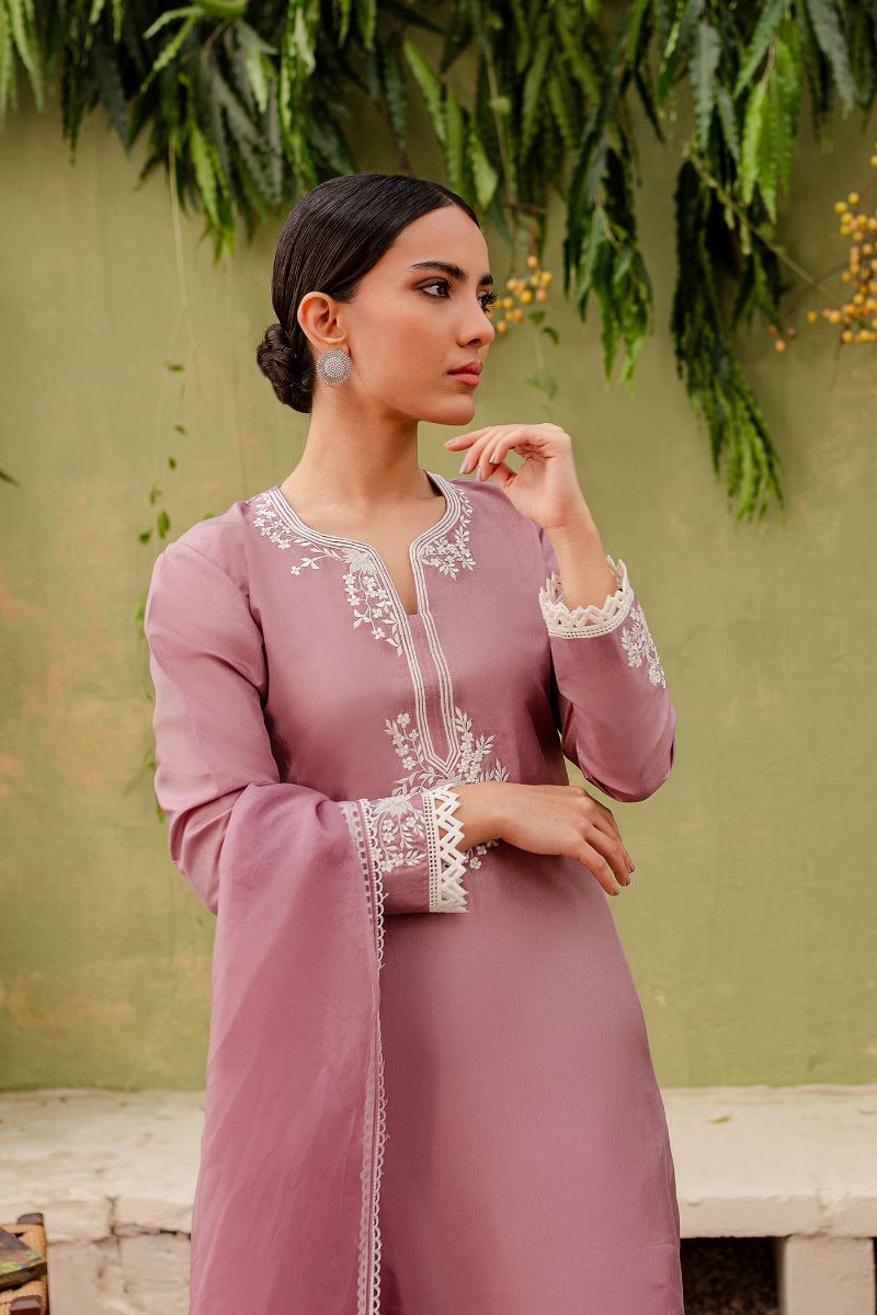 Allure by Ih - AURA Silk Suit For Women - Mauve - 3 Piece