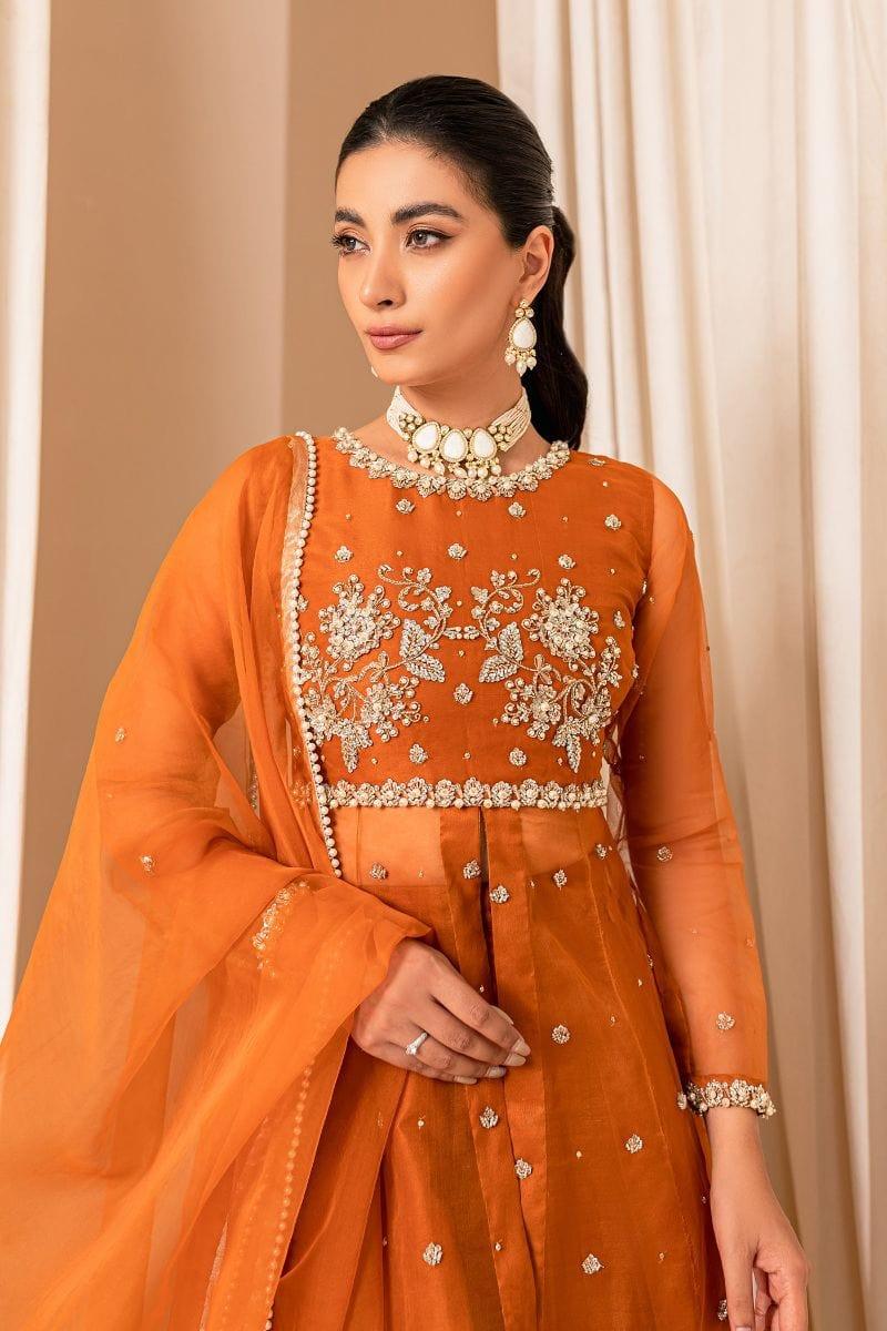 Allure by Ih - COCO Organza Suit For Women - Burnt Orange - 3 Piece