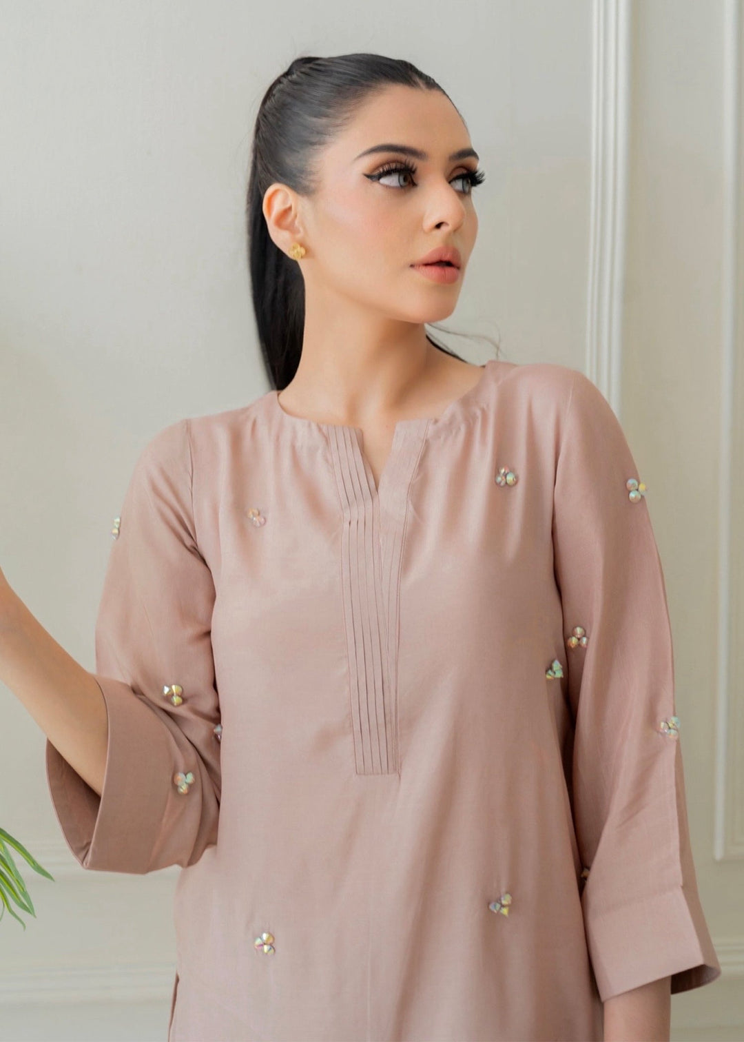 Allure by Ih - GLORIA Thai Silk Suit For Women - Dusty Rose - 2 Piece