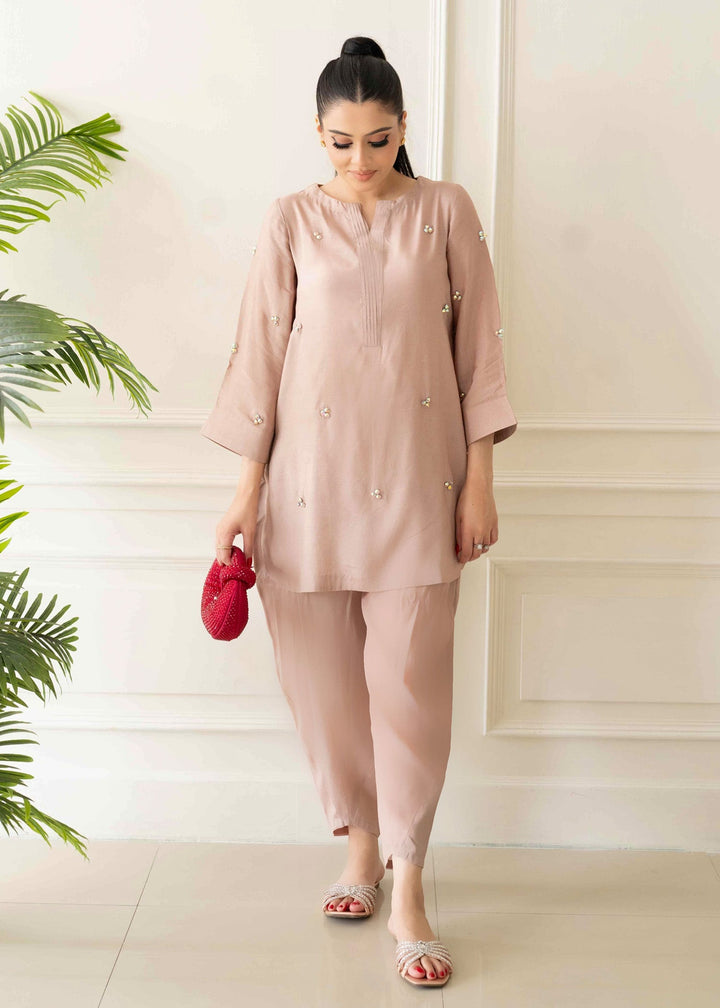 Allure by Ih - GLORIA Thai Silk Suit For Women - Dusty Rose - 2 Piece