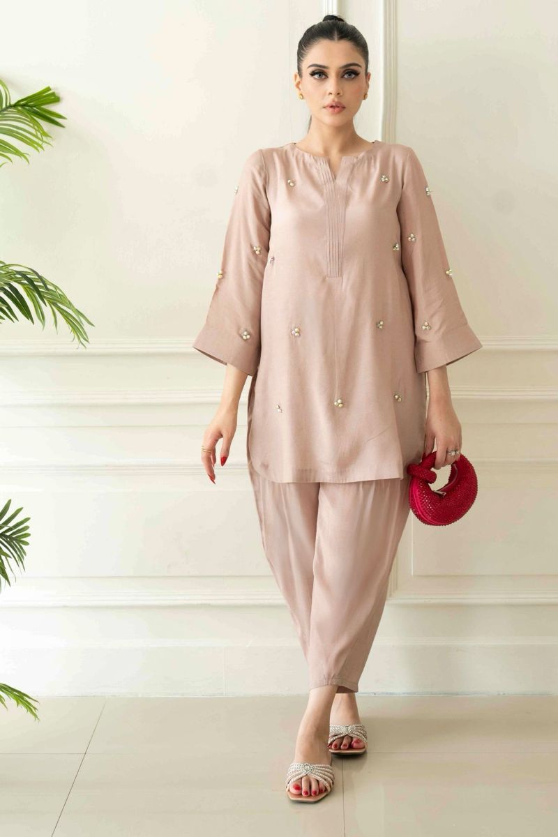 Allure by Ih - GLORIA Thai Silk Suit For Women - Dusty Rose - 2 Piece
