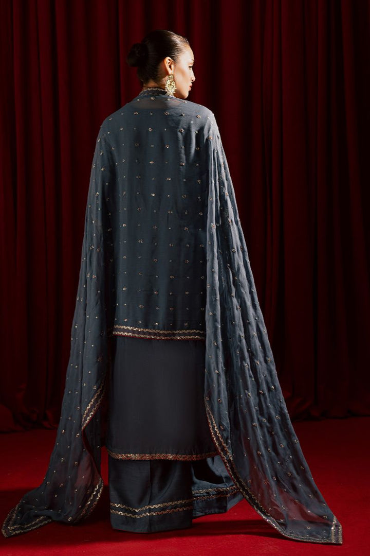Allure by Ih - JHOOMAR Raw Silk Suit For Women - Grey - 3 Piece