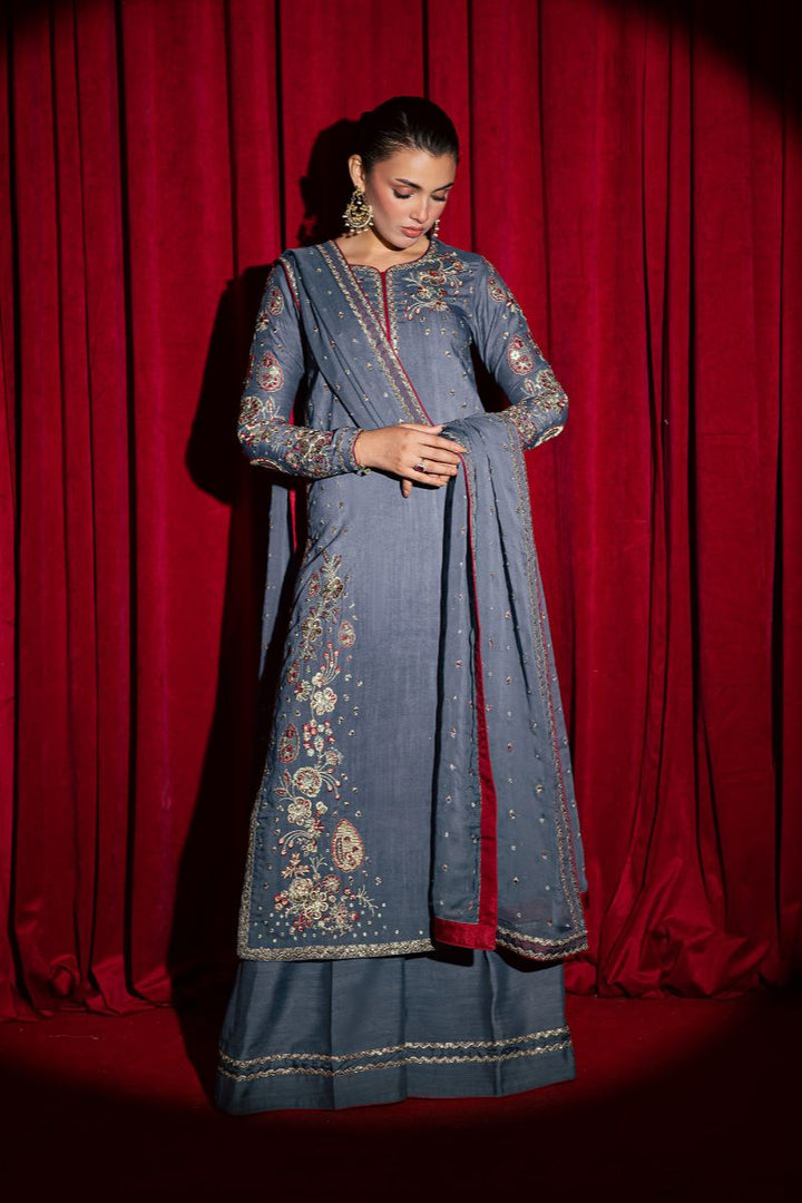 Allure by Ih - JHOOMAR Raw Silk Suit For Women - Grey - 3 Piece