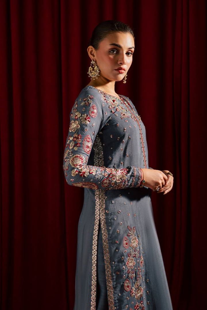 Allure by Ih - JHOOMAR Raw Silk Suit For Women - Grey - 3 Piece