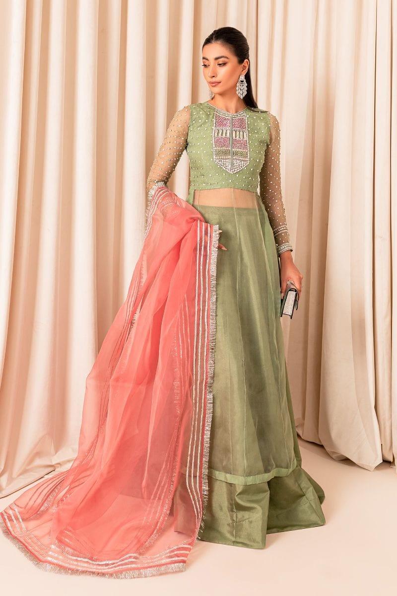 Allure by Ih - MOLLY Organza Suit For Women - Matcha Green - 3 Piece