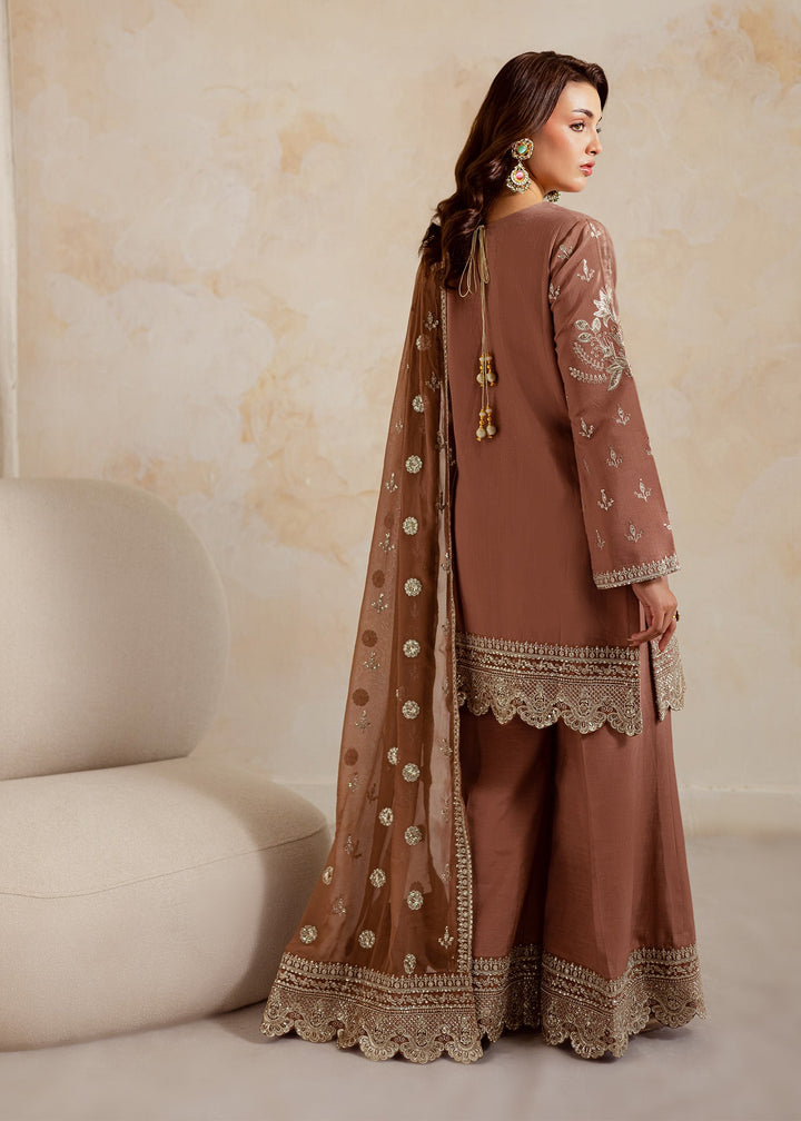 Allure by Ih - NAGHMA Raw Silk Suit For Women - Brown - 3 Piece
