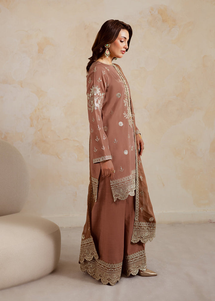 Allure by Ih - NAGHMA Raw Silk Suit For Women - Brown - 3 Piece