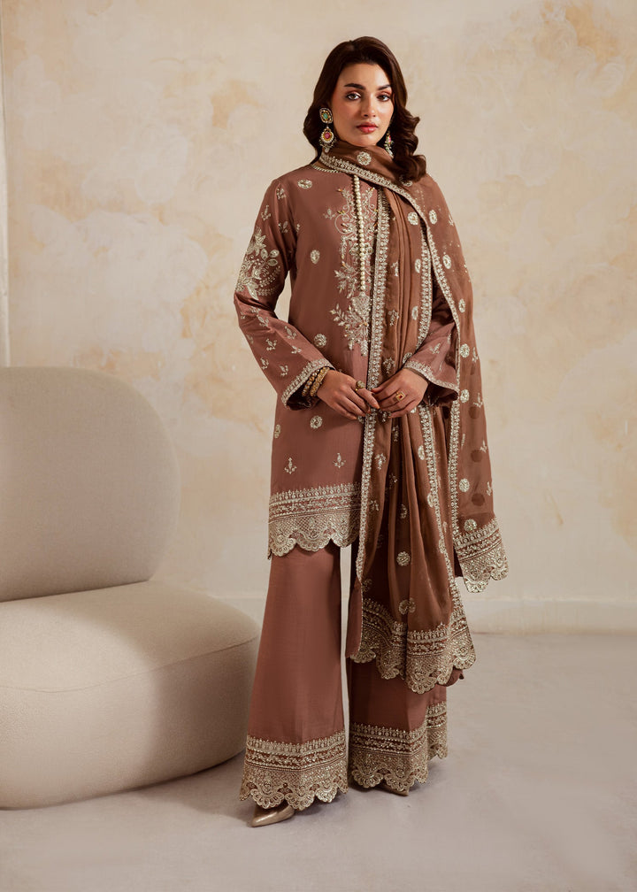 Allure by Ih - NAGHMA Raw Silk Suit For Women - Brown - 3 Piece