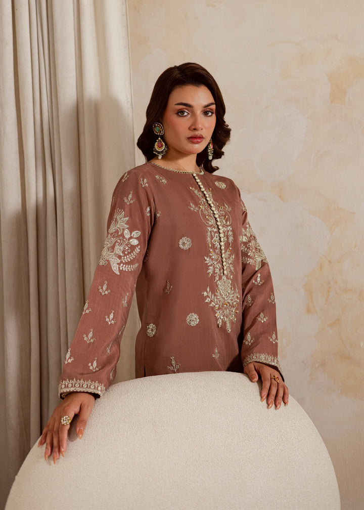 Allure by Ih - NAGHMA Raw Silk Suit For Women - Brown - 3 Piece