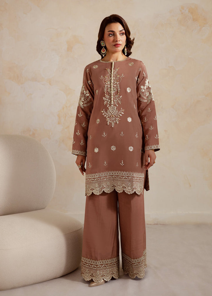 Allure by Ih - NAGHMA Raw Silk Suit For Women - Brown - 3 Piece