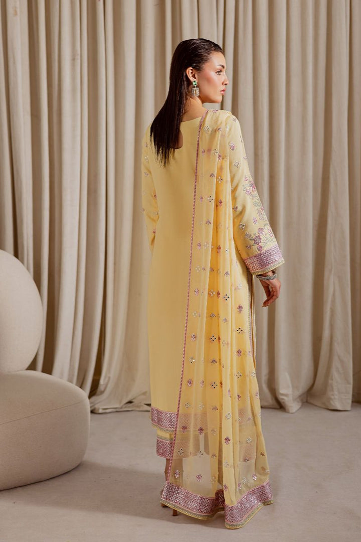 Allure by Ih - NIGHAR Raw Silk Suit For Women - Lemon Yellow - 3 Piece