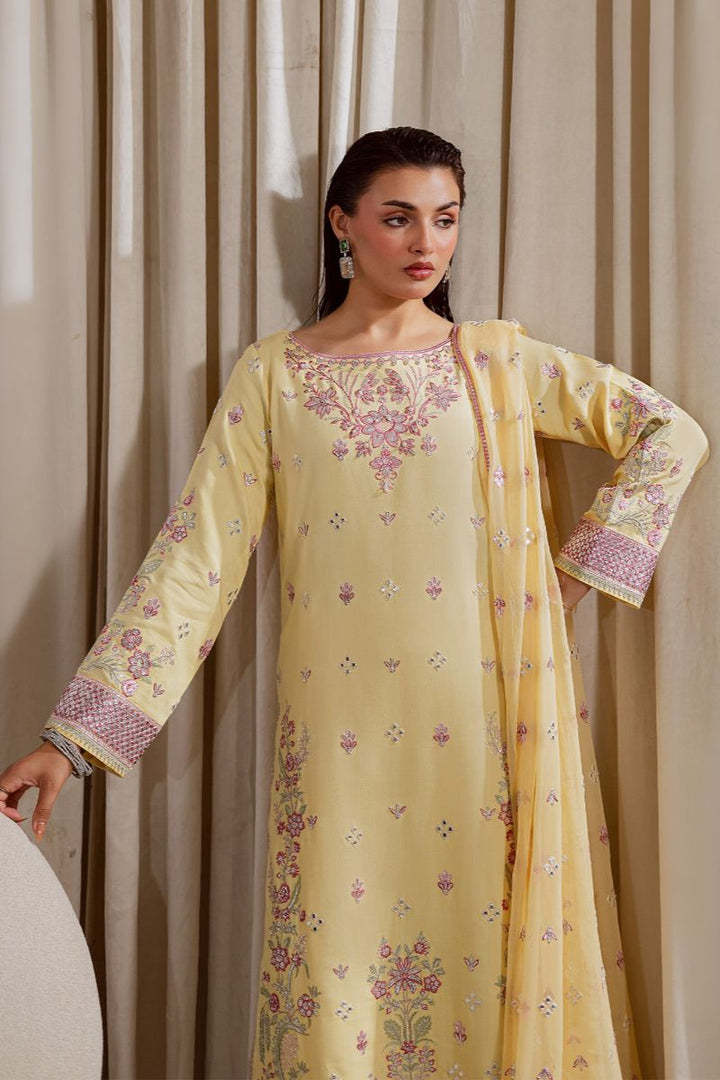Allure by Ih - NIGHAR Raw Silk Suit For Women - Lemon Yellow - 3 Piece
