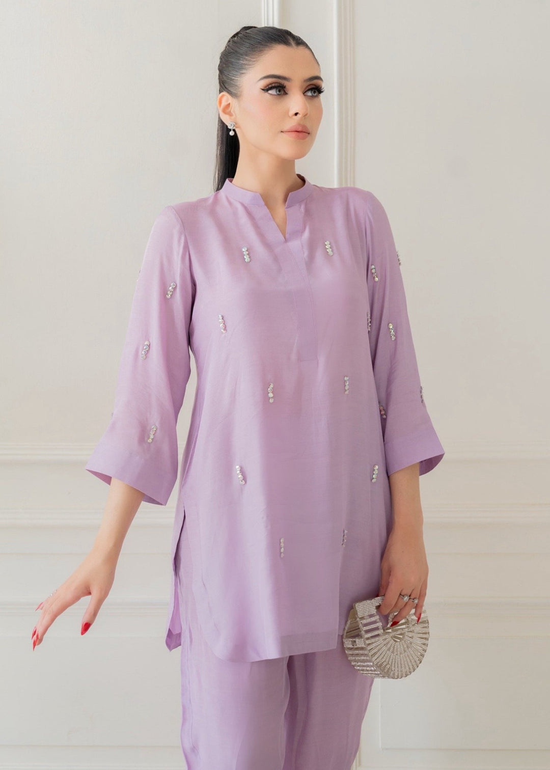 Allure by Ih - ORCHID Thai Silk Suit For Women - Lavender - 2 Piece