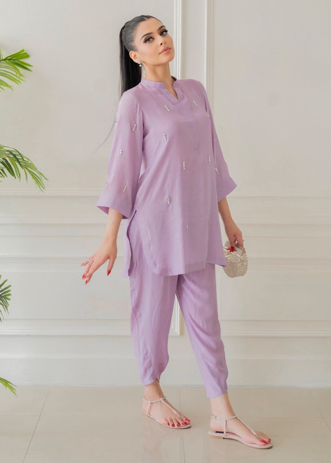 Allure by Ih - ORCHID Thai Silk Suit For Women - Lavender - 2 Piece