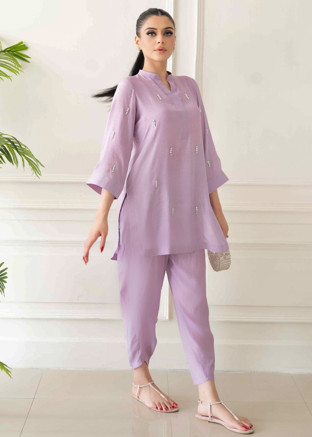 Allure by Ih - ORCHID Thai Silk Suit For Women - Lavender - 2 Piece