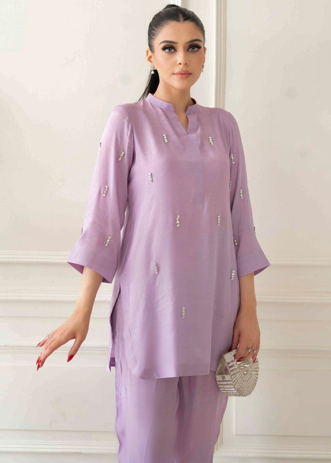 Allure by Ih - ORCHID Thai Silk Suit For Women - Lavender - 2 Piece