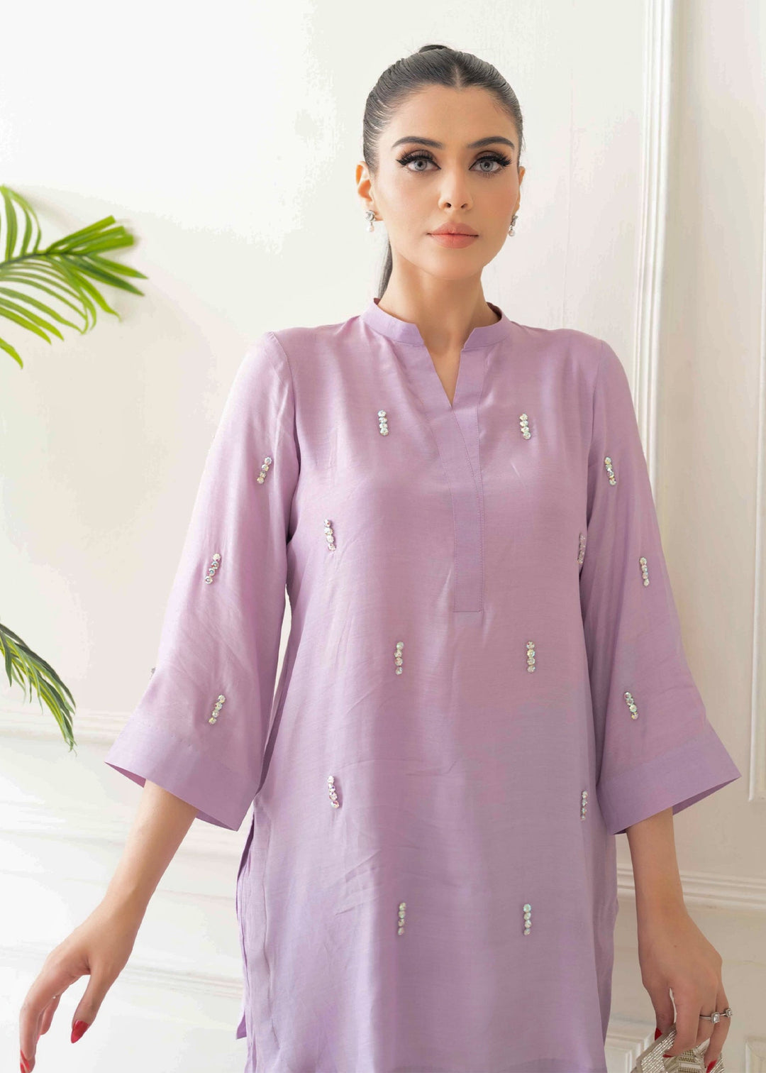 Allure by Ih - ORCHID Thai Silk Suit For Women - Lavender - 2 Piece