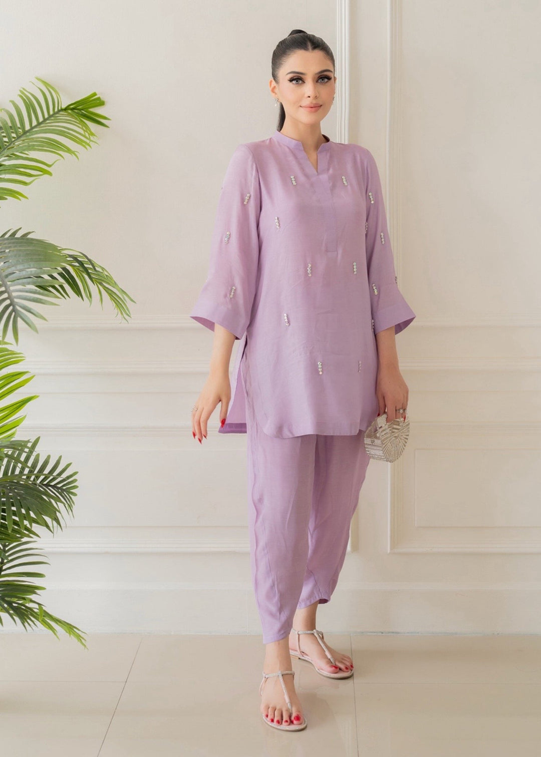 Allure by Ih - ORCHID Thai Silk Suit For Women - Lavender - 2 Piece