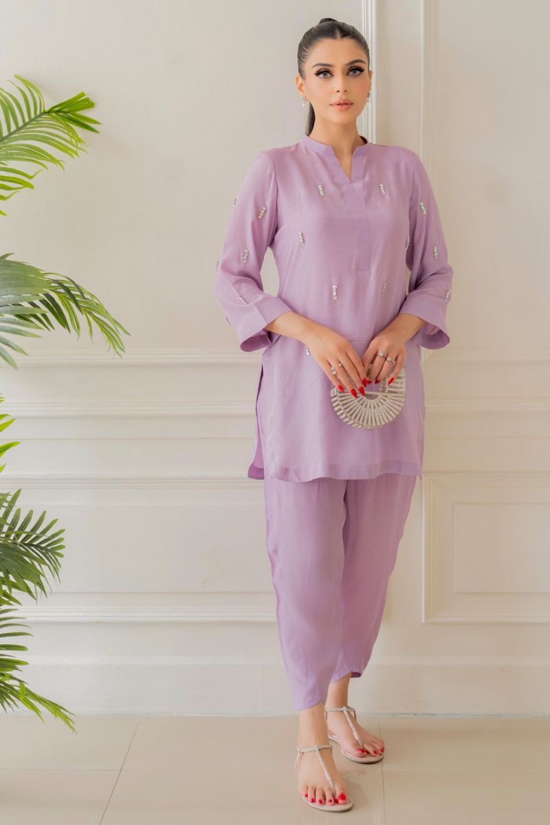 Allure by Ih - ORCHID Thai Silk Suit For Women - Lavender - 2 Piece