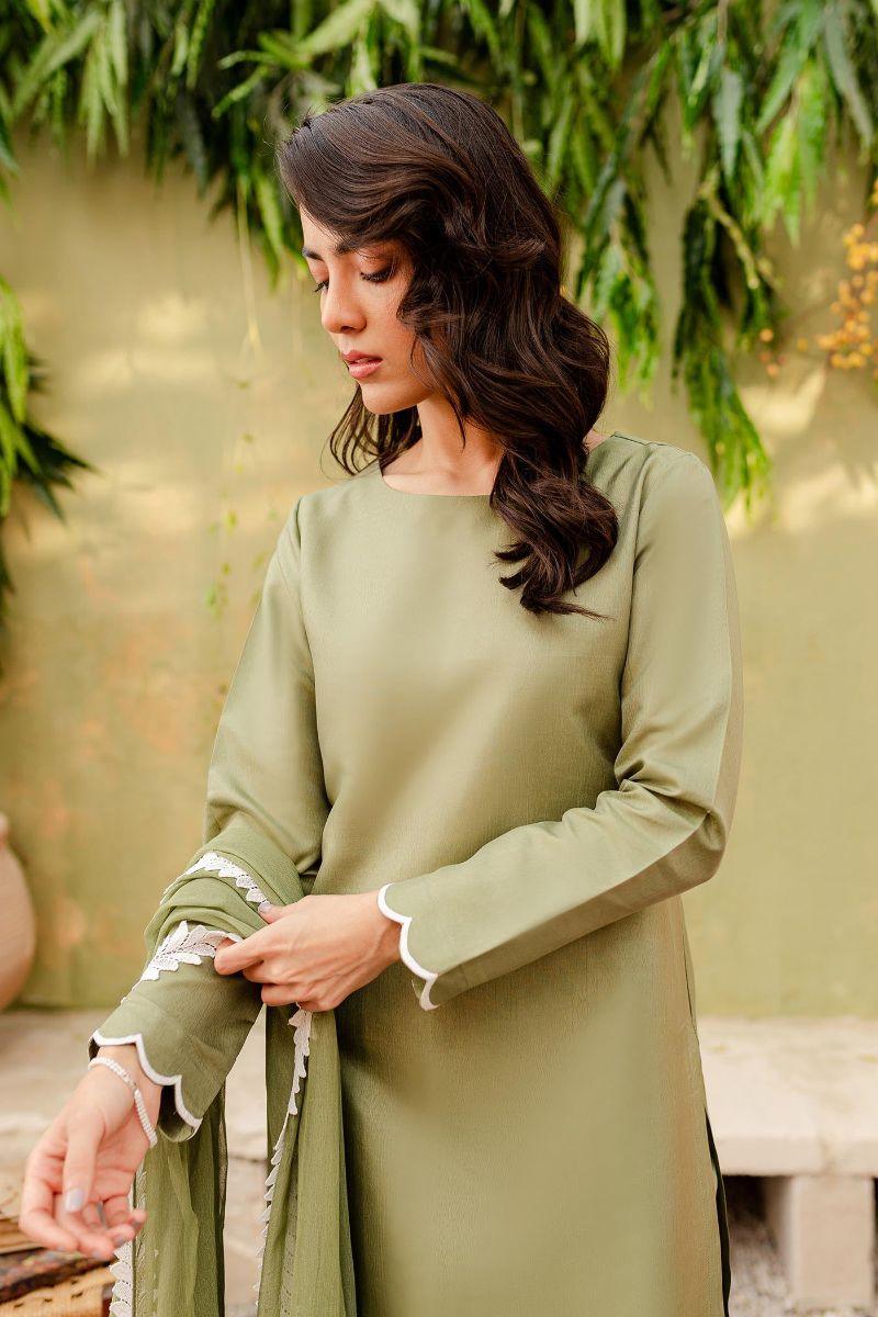 Allure by Ih - SAGE Silk Suit For Women - Matcha Green - 3 Piece