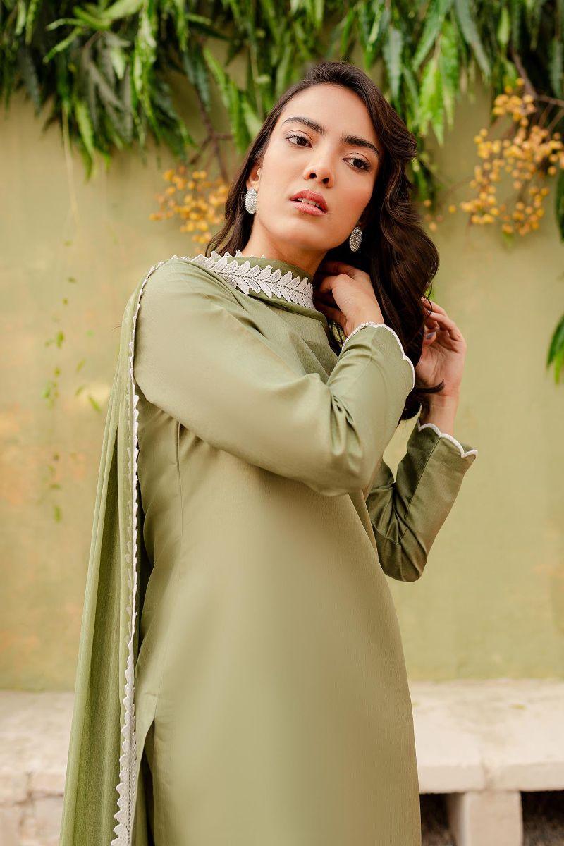 Allure by Ih - SAGE Silk Suit For Women - Matcha Green - 3 Piece