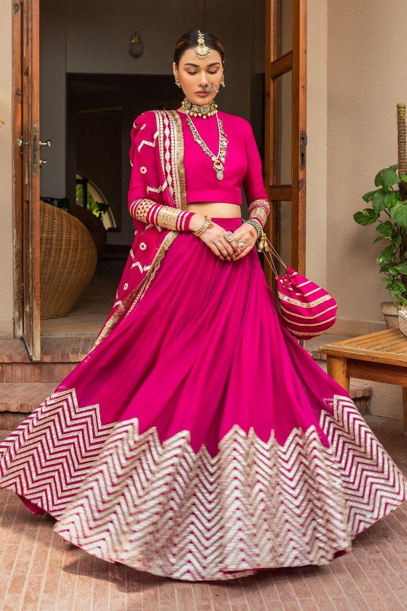 Allure by Ih - SITAAR Silk & Chiffon Suit For Women - Magenta - 4 Piece