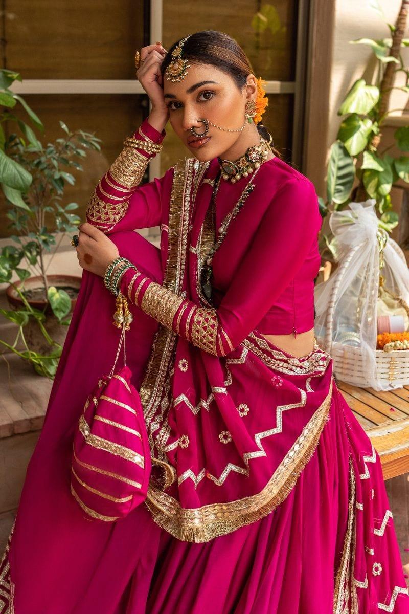 Allure by Ih - SITAAR Silk & Chiffon Suit For Women - Magenta - 4 Piece