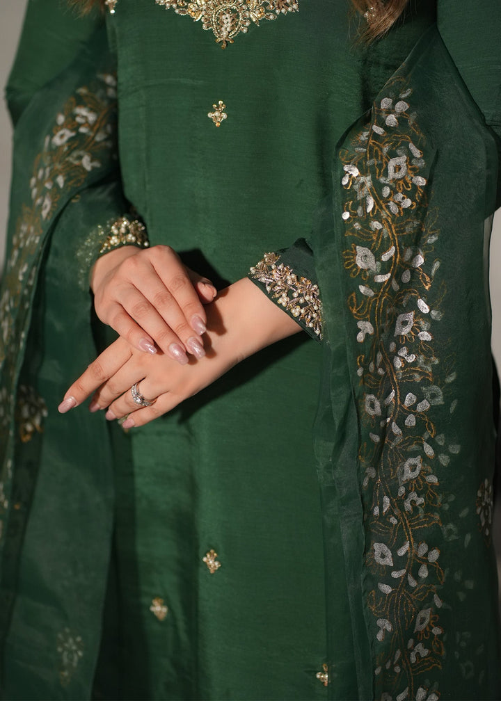 Allure by Ih - Shahay Jacquard Suit For Women - Bottle Green - 3 Piece