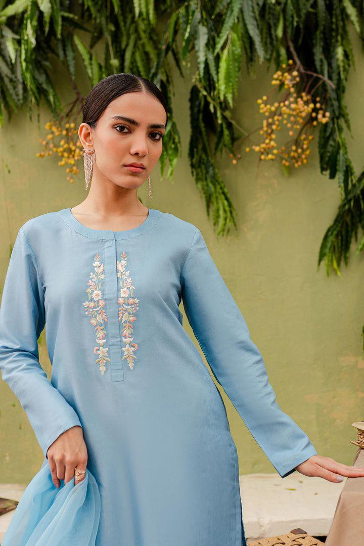 Allure by Ih - ZORA Silk Suit For Women - Sky Blue - 3 Piece