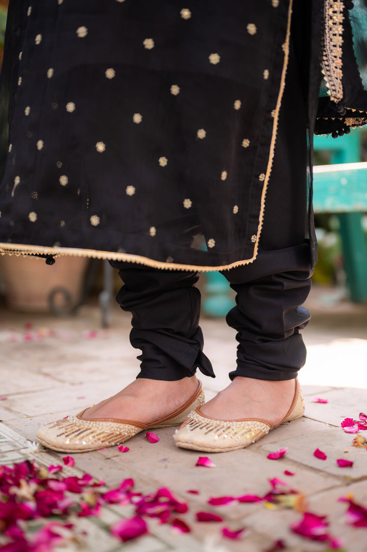 Omal by Komal - Almira - Black - Chiffon & Cotton Silk - 4 Piece