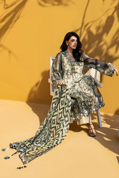 Sania Maskatiya - Amber Cotton Net & Raw Silk Suit For Women - Dove Grey - 3 Piece