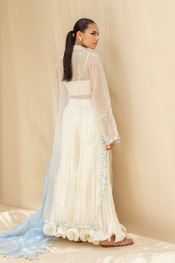 Sania Maskatiya - Amyna - Organza , Charmeuse , Khaddi Silk , Organza - Lilac, Peach and Powder Blue - 3 Piece