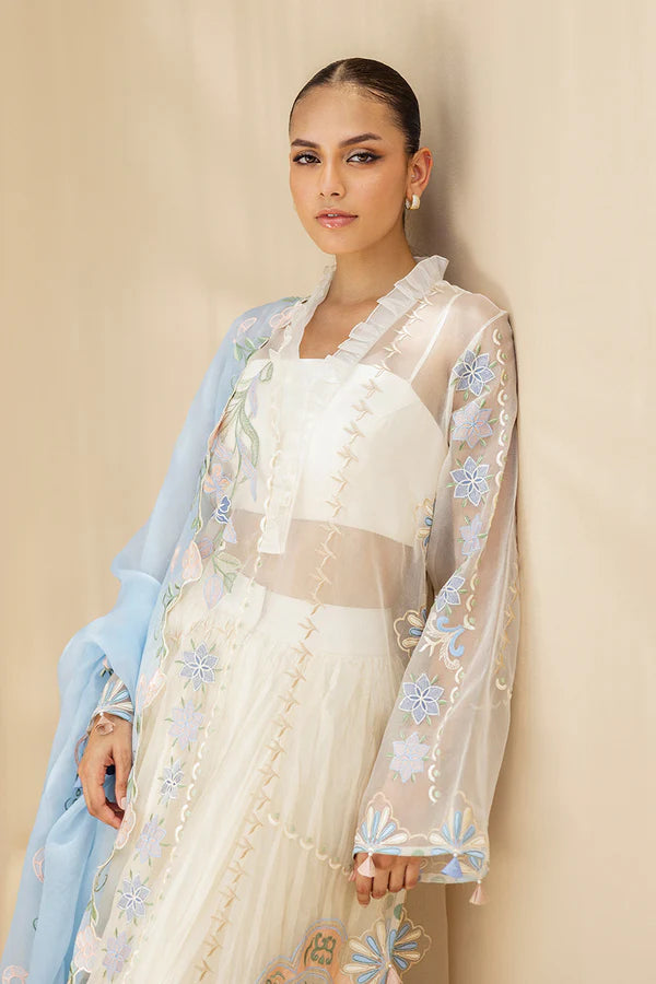 Sania Maskatiya - Amyna - Organza , Charmeuse , Khaddi Silk , Organza - Lilac, Peach and Powder Blue - 3 Piece