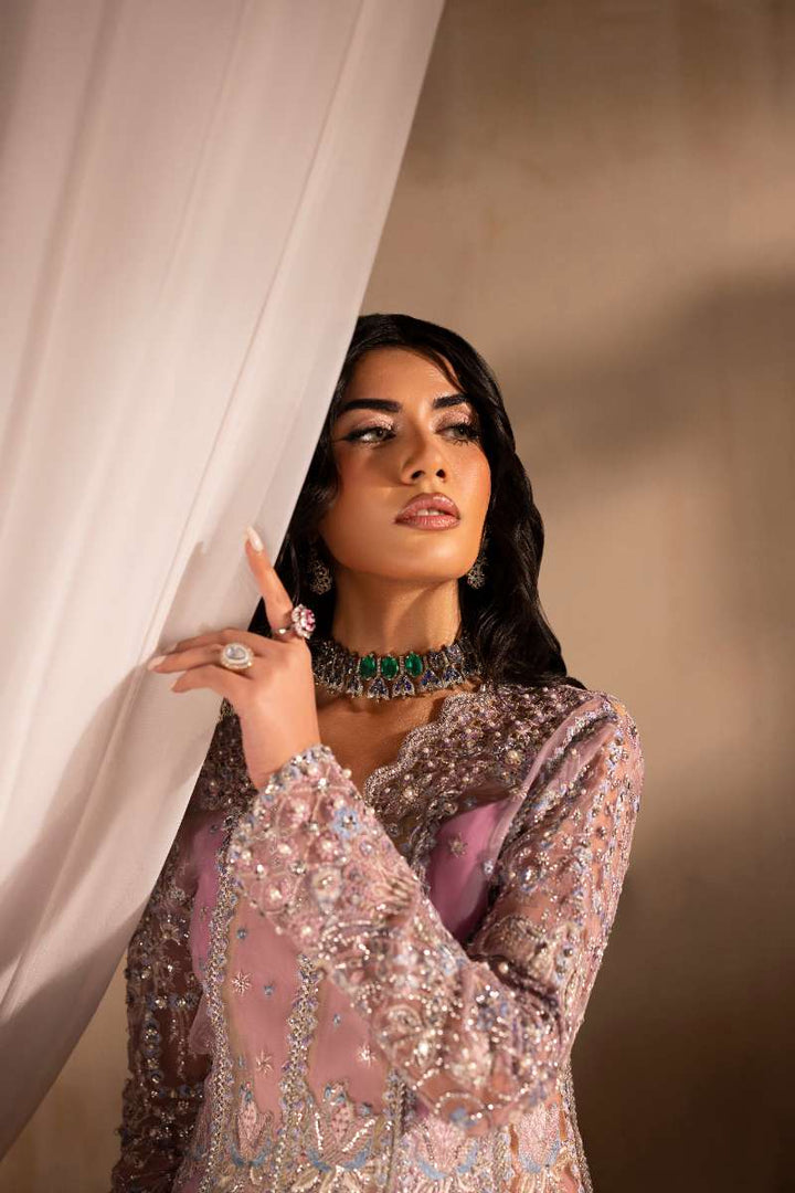 Anayra Amal - Ayra Embroidered + Hand Embellishment Organza Suit For Women - Lavender+ButterYellow+Peach - 3 Piece