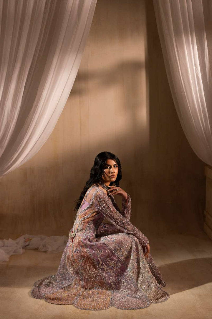 Anayra Amal - Ayra Embroidered + Hand Embellishment Organza Suit For Women - Lavender+ButterYellow+Peach - 3 Piece