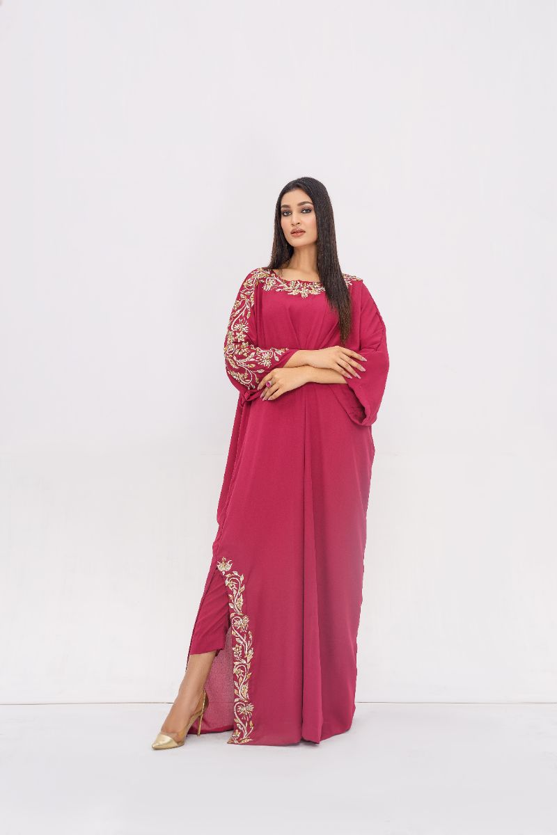 Anayra Amal - Azal Grip Georgette Embroidered Suit For Women - Magenta - 2 Piece