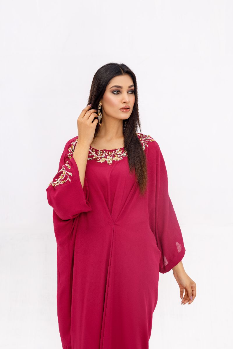 Anayra Amal - Azal Grip Georgette Embroidered Suit For Women - Magenta - 2 Piece