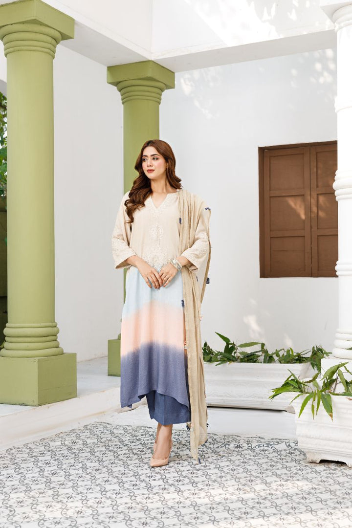 Anayra Amal - Fiza Soft Karandi Embroidered Suit For Women - Multi - 3 Piece